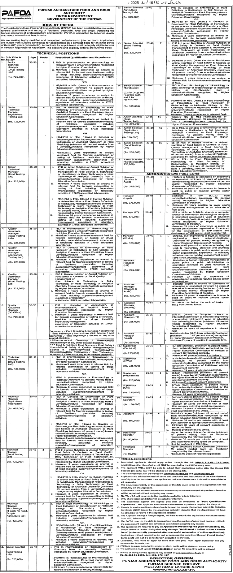 Punjab Agriculture Jobs